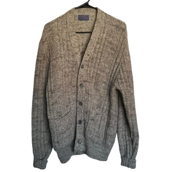 Pendleton 100% Virgin Wool Speckled Yarn Button Front Grandpa Cardigan Size L - Picture 1 of 9